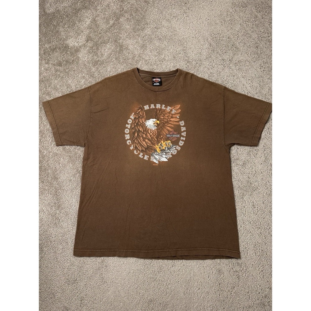 Vintage Mens 2003 Motorcycle Harley Davidson Brown Hamburg Y2K, Size XXL
